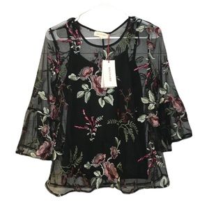 Floral Bell Sleeve Blouse